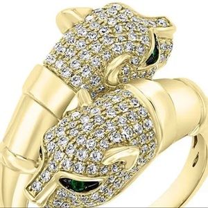 Double panther head fashion ring